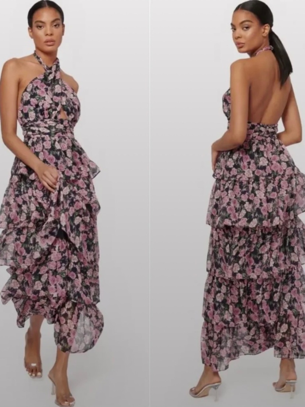 Cami NYC Halter Tiered Ruffle Dress
